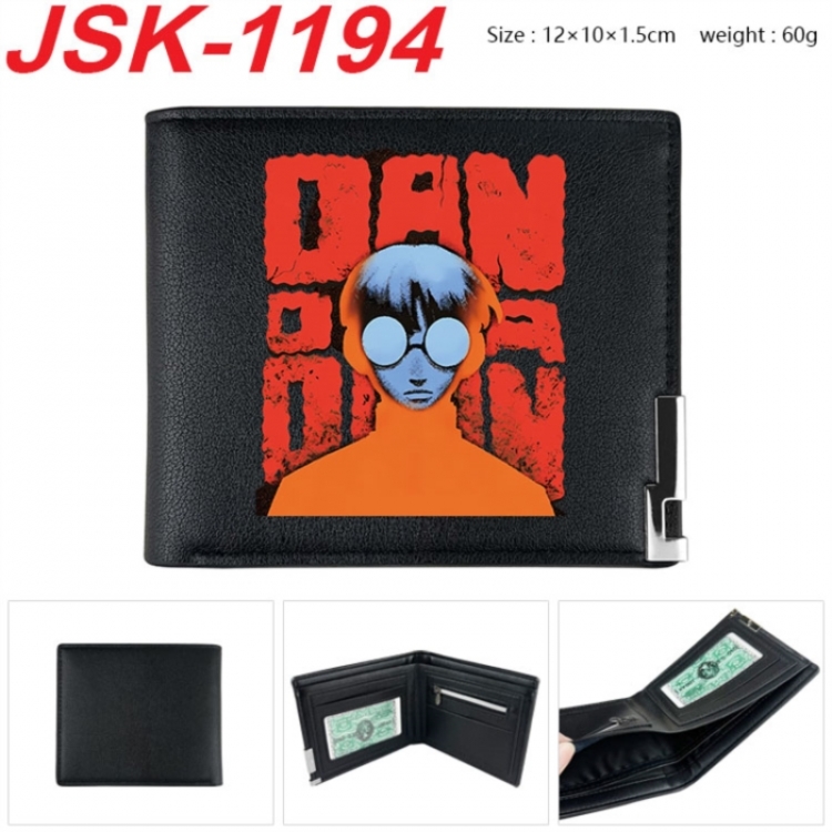 DANDADAN Animation magnetic buckle black leather wallet 12X10X1.5CM