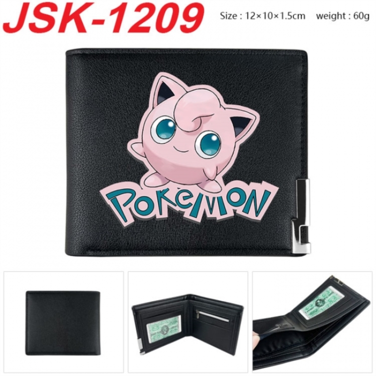 Pokemon Animation magnetic buckle black leather wallet 12X10X1.5CM 