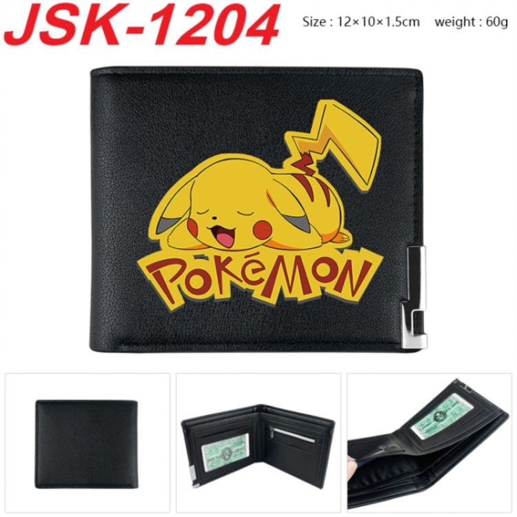 Pokemon Animation magnetic buckle black leather wallet 12X10X1.5CM 