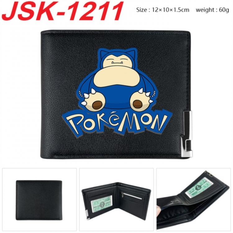 Pokemon Animation magnetic buckle black leather wallet 12X10X1.5CM 