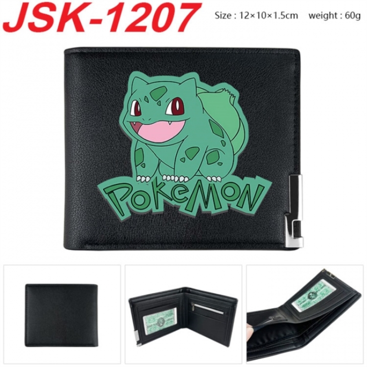 Pokemon Animation magnetic buckle black leather wallet 12X10X1.5CM 