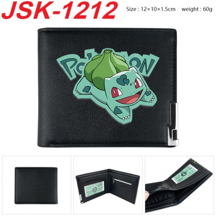 Pokemon Animation magnetic buckle black leather wallet 12X10X1.5CM 