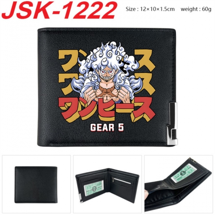 One Piece Animation magnetic buckle black leather wallet 12X10X1.5CM 