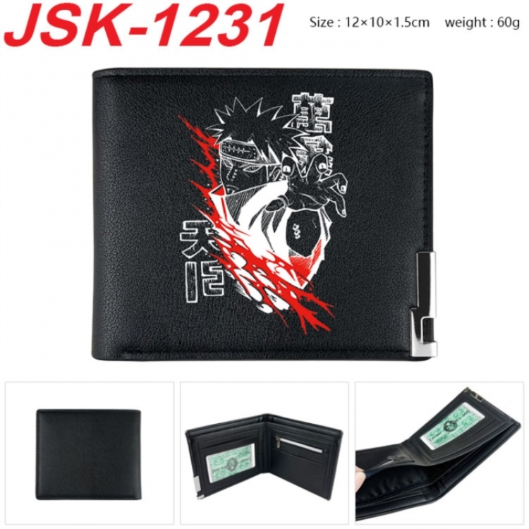 Naruto Animation magnetic buckle black leather wallet 12X10X1.5CM 