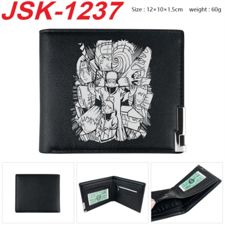 Naruto Animation magnetic buckle black leather wallet 12X10X1.5CM 
