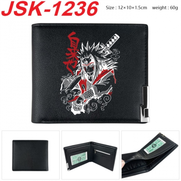 Naruto Animation magnetic buckle black leather wallet 12X10X1.5CM 