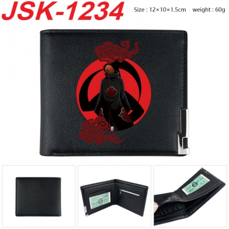 Naruto Animation magnetic buckle black leather wallet 12X10X1.5CM 