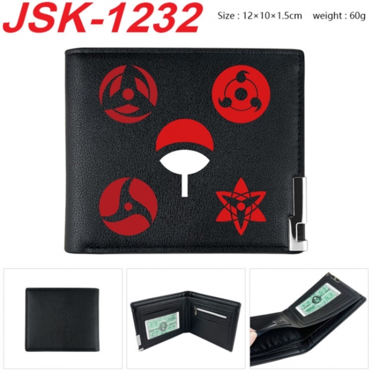 Naruto Animation magnetic buckle black leather wallet 12X10X1.5CM 