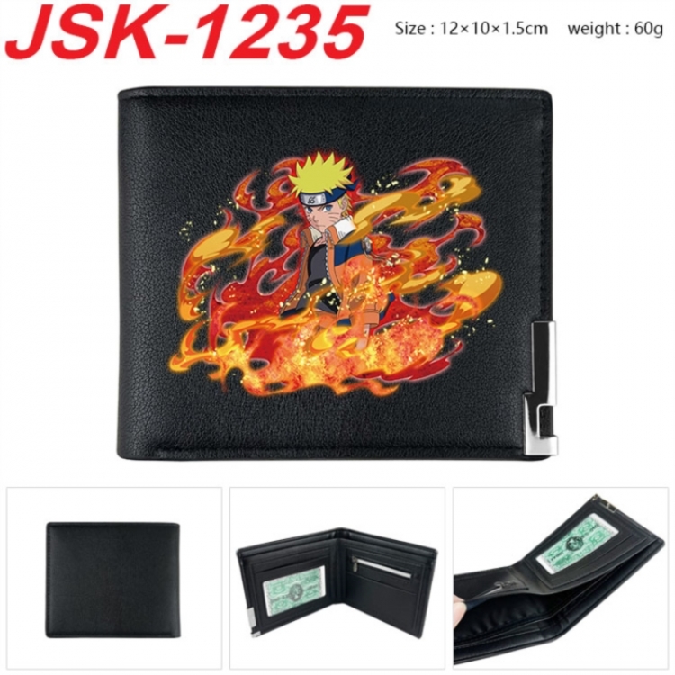 Naruto Animation magnetic buckle black leather wallet 12X10X1.5CM 