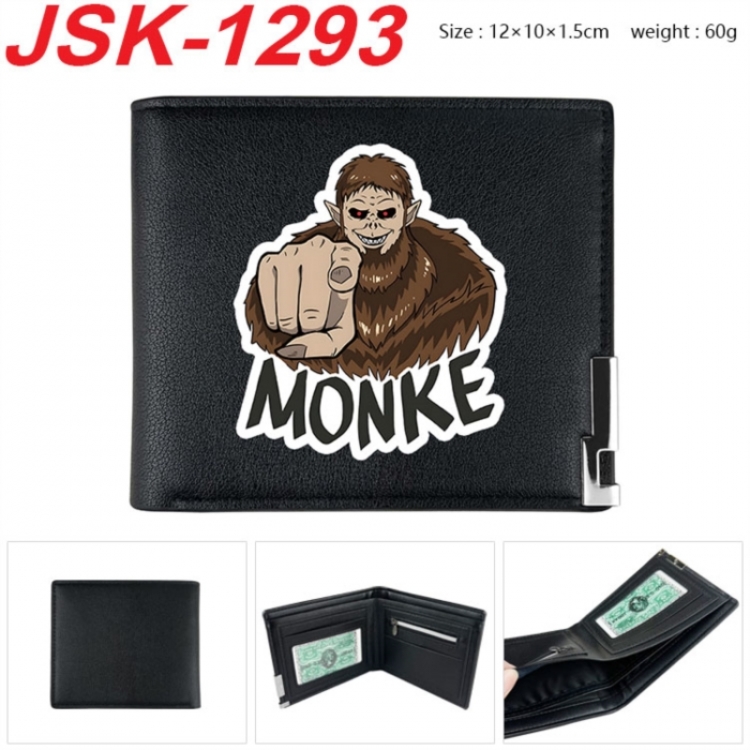 Shingeki no Kyojin Animation magnetic buckle black leather wallet 12X10X1.5CM 