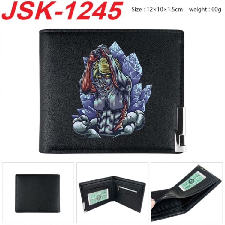 Shingeki no Kyojin Animation magnetic buckle black leather wallet 12X10X1.5CM 