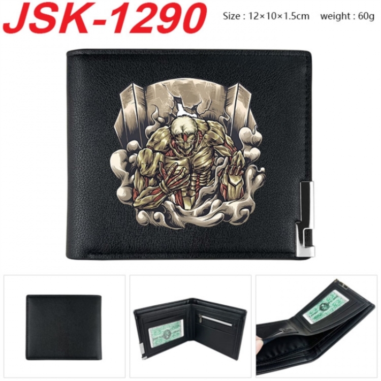 Shingeki no Kyojin Animation magnetic buckle black leather wallet 12X10X1.5CM 