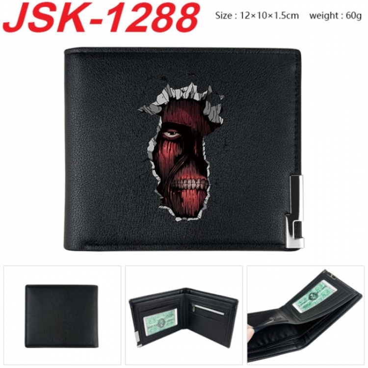 Shingeki no Kyojin Animation magnetic buckle black leather wallet 12X10X1.5CM 