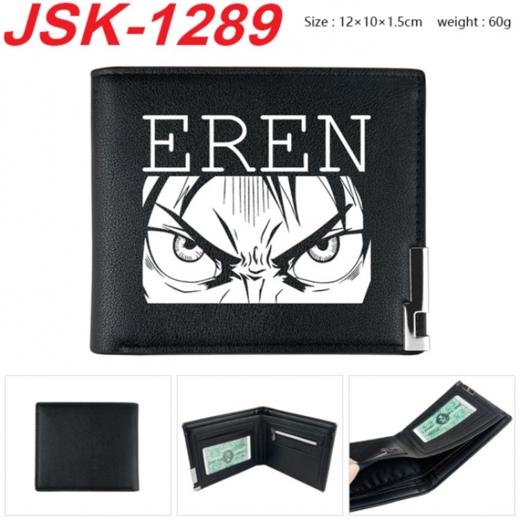 Shingeki no Kyojin Animation magnetic buckle black leather wallet 12X10X1.5CM 
