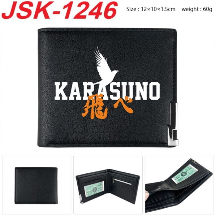 Haikyuu!! Animation magnetic buckle black leather wallet 12X10X1.5CM 