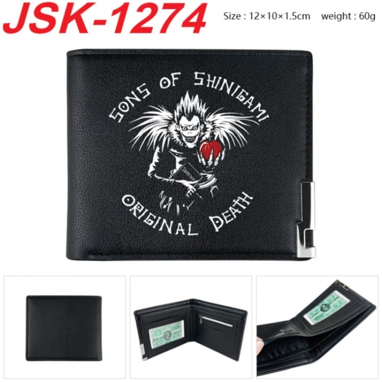 Death note Animation magnetic buckle black leather wallet 12X10X1.5CM 