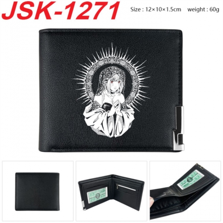 Death note Animation magnetic buckle black leather wallet 12X10X1.5CM 