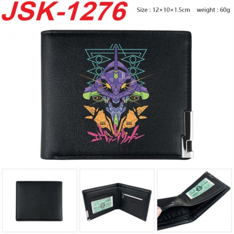 EVA Animation magnetic buckle black leather wallet 12X10X1.5CM 