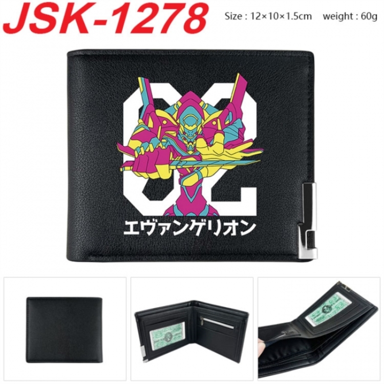 EVA Animation magnetic buckle black leather wallet 12X10X1.5CM 