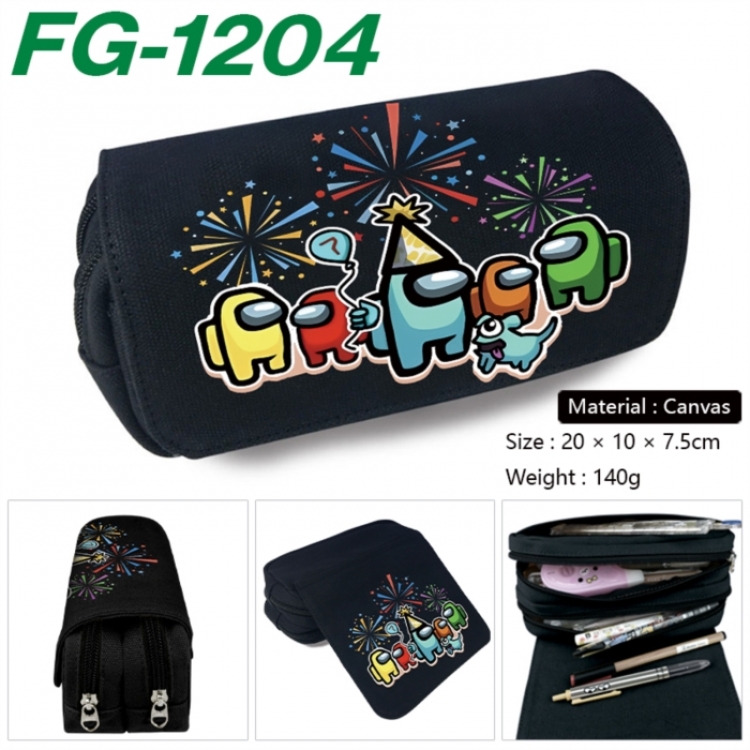 Among usAnime Multi-Function Double Zipper Canvas Cosmetic Bag Pen Case 20x10x7.5cm