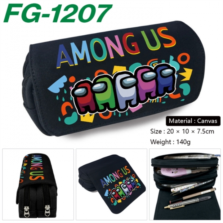 Among usAnime Multi-Function Double Zipper Canvas Cosmetic Bag Pen Case 20x10x7.5cm
