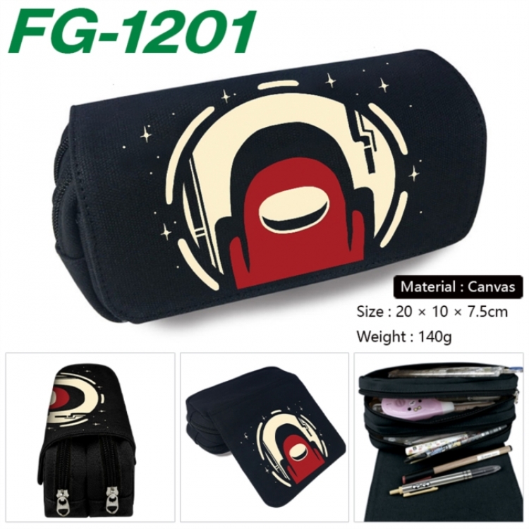 Among usAnime Multi-Function Double Zipper Canvas Cosmetic Bag Pen Case 20x10x7.5cm