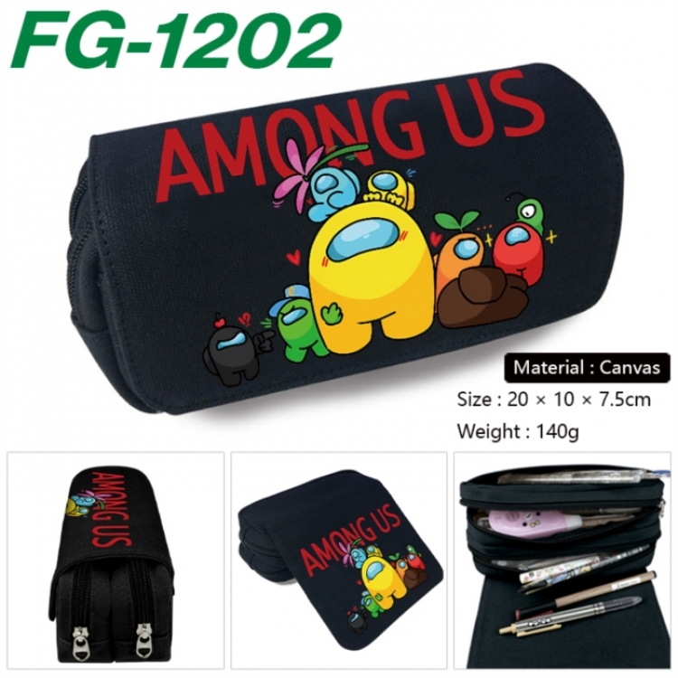 Among usAnime Multi-Function Double Zipper Canvas Cosmetic Bag Pen Case 20x10x7.5cm