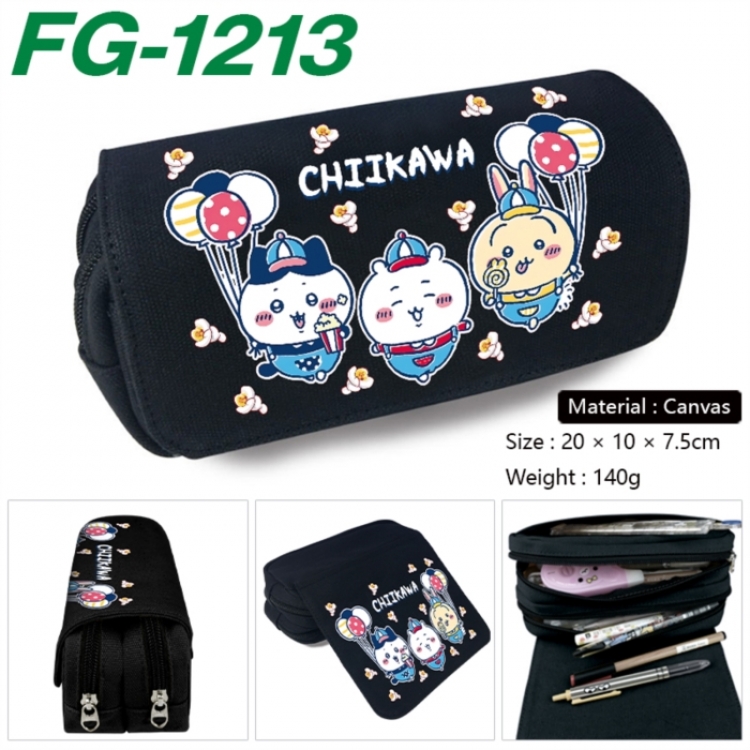  Chiikawa Anime Multi-Function Double Zipper Canvas Cosmetic Bag Pen Case 20x10x7.5cm