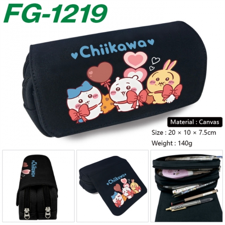  Chiikawa Anime Multi-Function Double Zipper Canvas Cosmetic Bag Pen Case 20x10x7.5cm