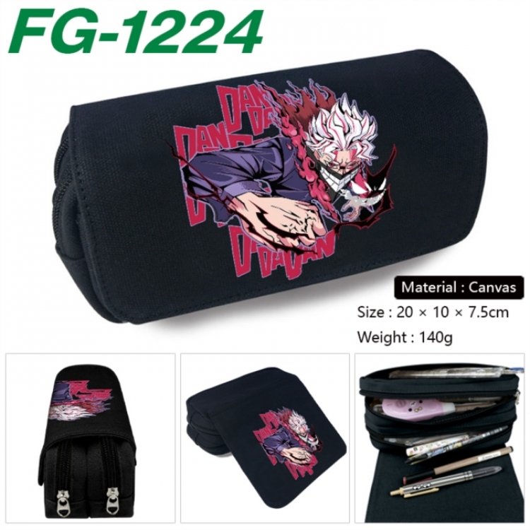 DANDADAN Anime Multi-Function Double Zipper Canvas Cosmetic Bag Pen Case 20x10x7.5cm