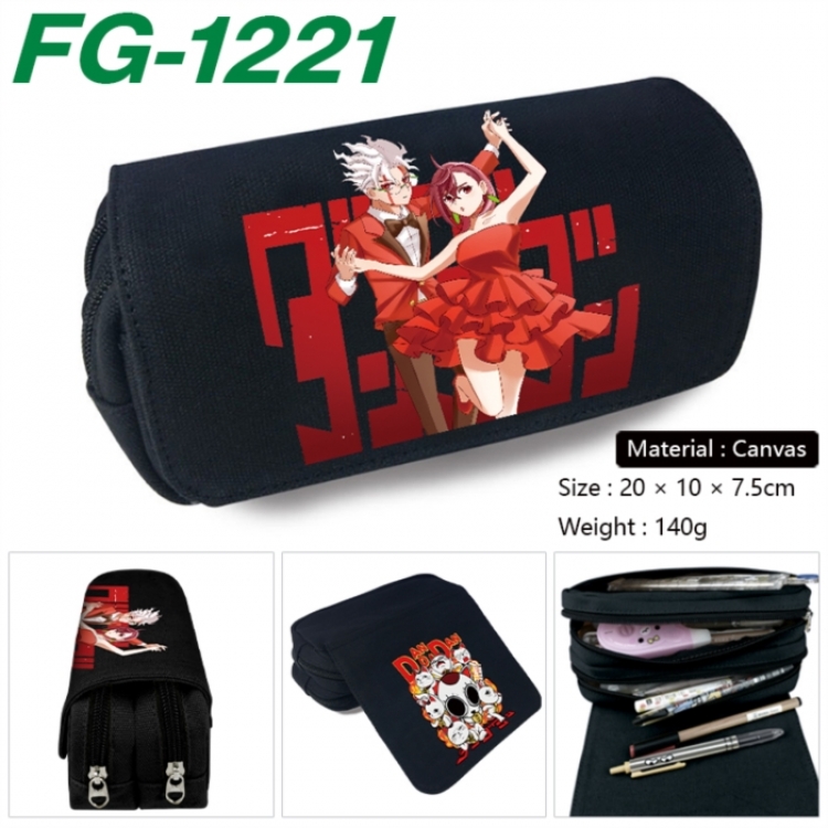DANDADAN Anime Multi-Function Double Zipper Canvas Cosmetic Bag Pen Case 20x10x7.5cm