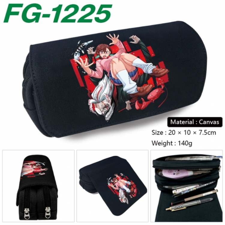 DANDADAN Anime Multi-Function Double Zipper Canvas Cosmetic Bag Pen Case 20x10x7.5cm