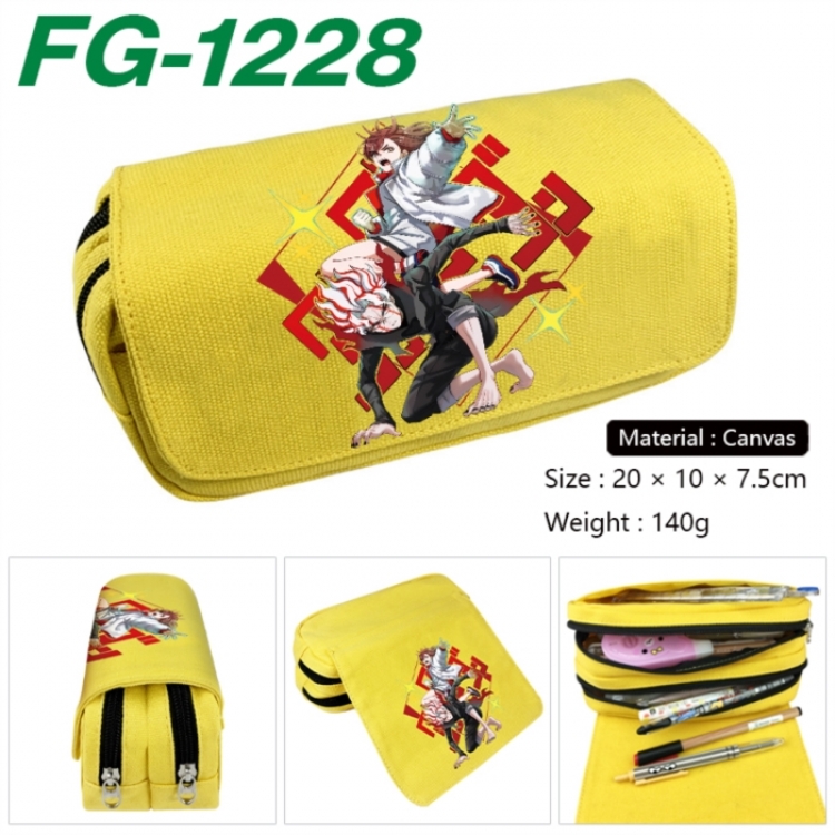 DANDADAN Anime Multi-Function Double Zipper Canvas Cosmetic Bag Pen Case 20x10x7.5cm