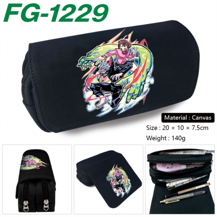 DANDADAN Anime Multi-Function Double Zipper Canvas Cosmetic Bag Pen Case 20x10x7.5cm