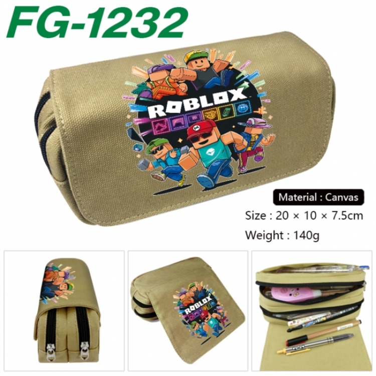 Roblox Anime Multi-Function Double Zipper Canvas Cosmetic Bag Pen Case 20x10x7.5cm