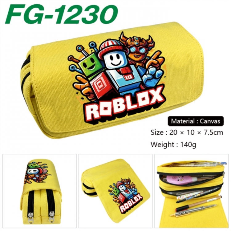Roblox Anime Multi-Function Double Zipper Canvas Cosmetic Bag Pen Case 20x10x7.5cm