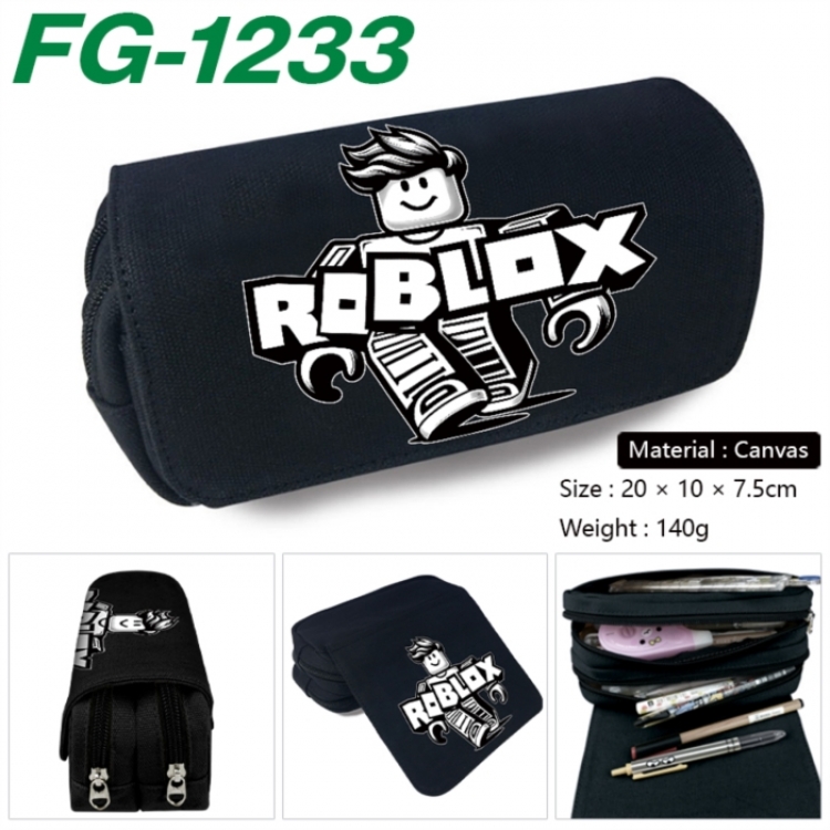 Roblox Anime Multi-Function Double Zipper Canvas Cosmetic Bag Pen Case 20x10x7.5cm