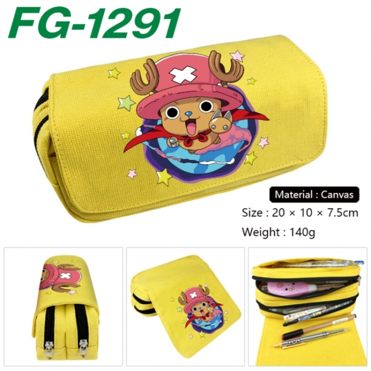 One Piece Anime Multi-Function Double Zipper Canvas Cosmetic Bag Pen Case 20x10x7.5cm