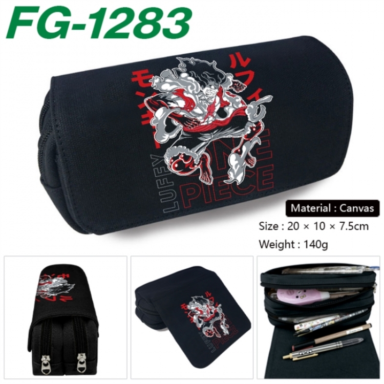 One Piece Anime Multi-Function Double Zipper Canvas Cosmetic Bag Pen Case 20x10x7.5cm