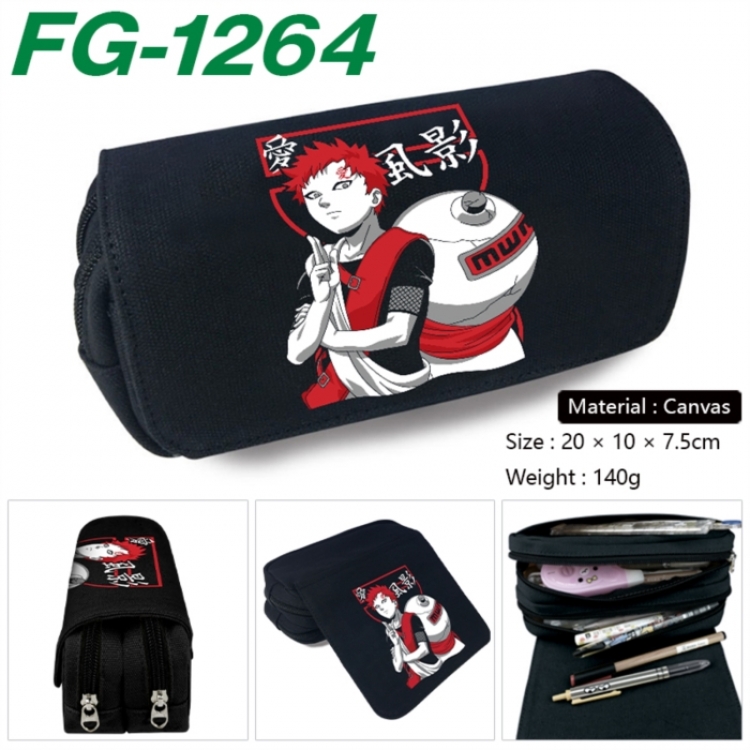 Naruto Anime Multi-Function Double Zipper Canvas Cosmetic Bag Pen Case 20x10x7.5cm