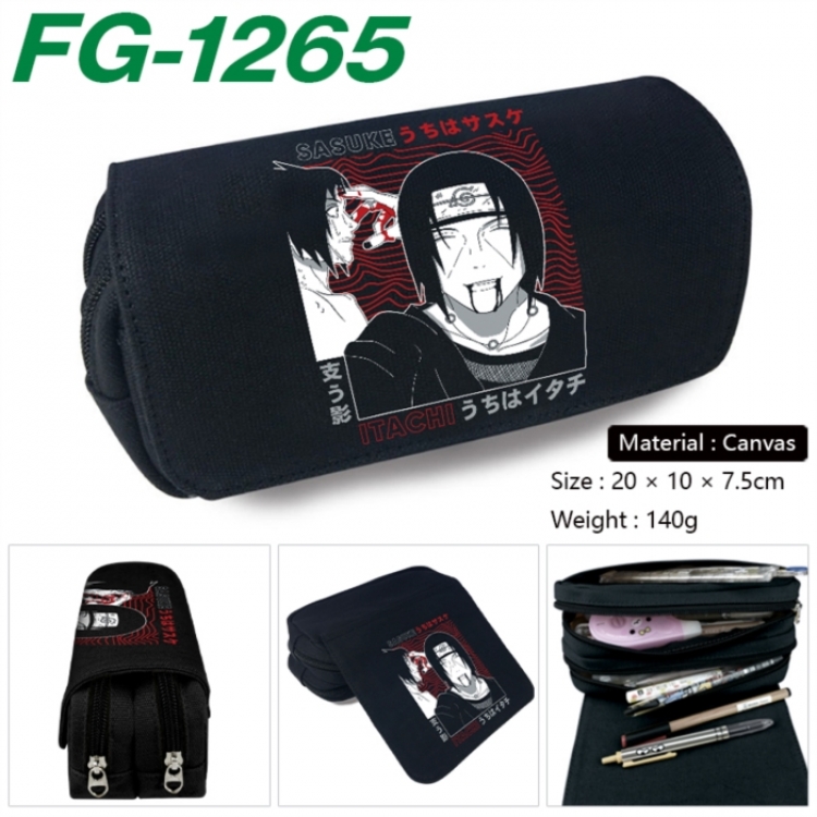 Naruto Anime Multi-Function Double Zipper Canvas Cosmetic Bag Pen Case 20x10x7.5cm