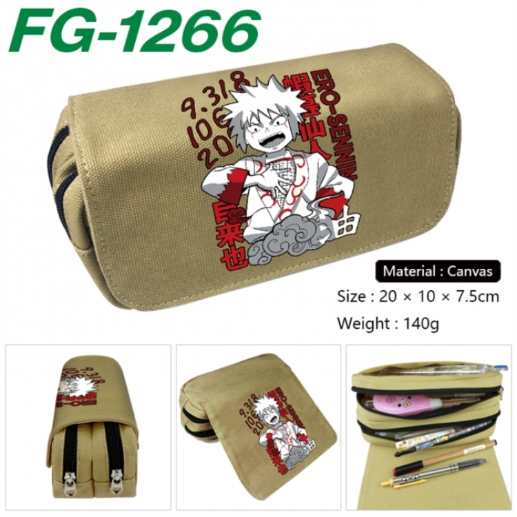 Naruto Anime Multi-Function Double Zipper Canvas Cosmetic Bag Pen Case 20x10x7.5cm