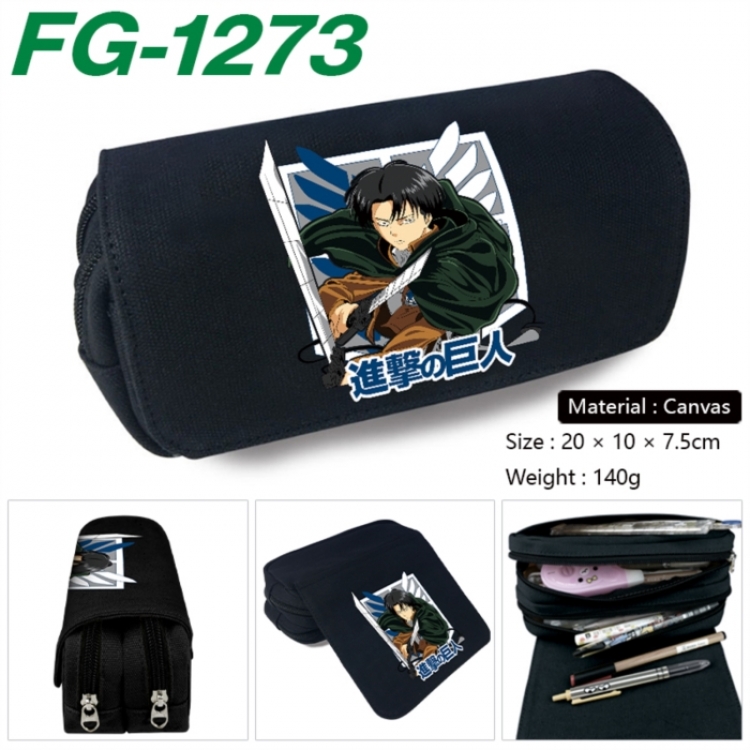 Shingeki no Kyojin Anime Multi-Function Double Zipper Canvas Cosmetic Bag Pen Case 20x10x7.5cm