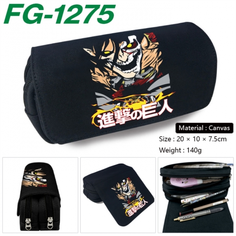 Shingeki no Kyojin Anime Multi-Function Double Zipper Canvas Cosmetic Bag Pen Case 20x10x7.5cm