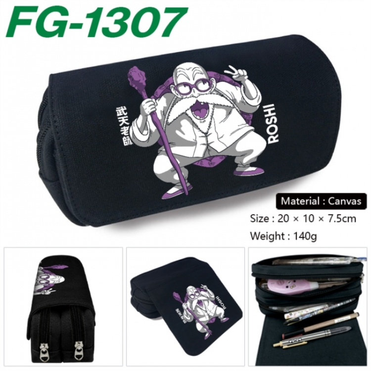 DRAGON BALL Anime Multi-Function Double Zipper Canvas Cosmetic Bag Pen Case 20x10x7.5cm