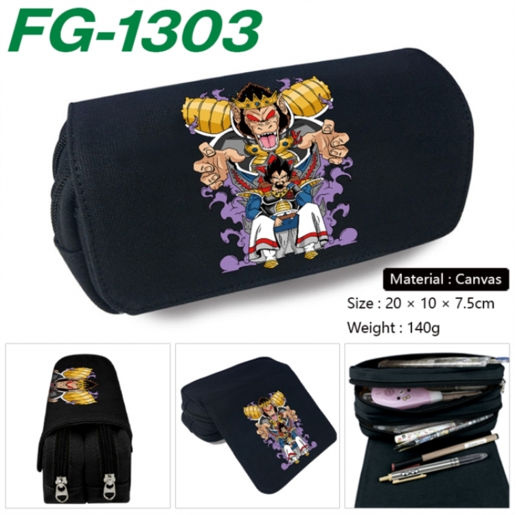 DRAGON BALL Anime Multi-Function Double Zipper Canvas Cosmetic Bag Pen Case 20x10x7.5cm