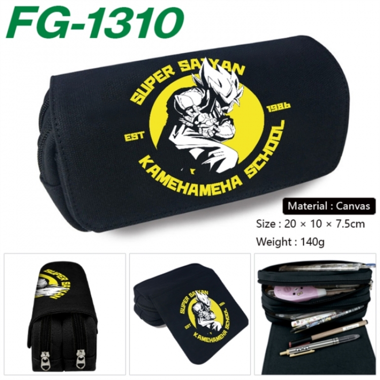 DRAGON BALL Anime Multi-Function Double Zipper Canvas Cosmetic Bag Pen Case 20x10x7.5cm