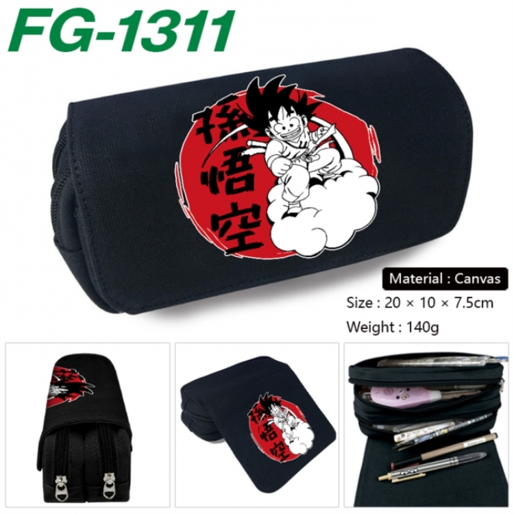 DRAGON BALL Anime Multi-Function Double Zipper Canvas Cosmetic Bag Pen Case 20x10x7.5cm