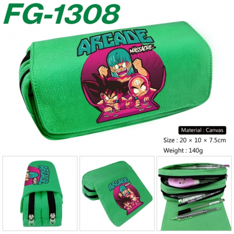 DRAGON BALL Anime Multi-Function Double Zipper Canvas Cosmetic Bag Pen Case 20x10x7.5cm