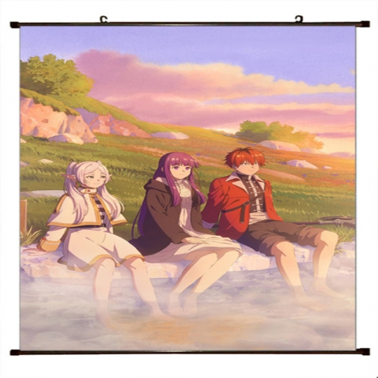 Frieren: Beyond Journey's Anime black Plastic rod Cloth painting Wall Scroll 60X90CM 